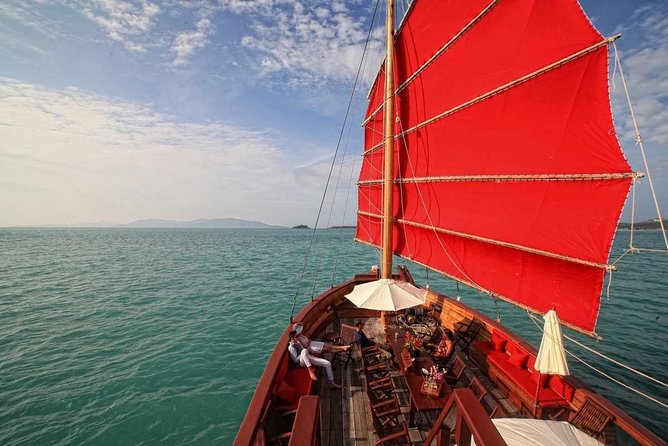 Koh Samui to Angthong Marine Park Cruise Tour By Red Baron Chinese Sailboat